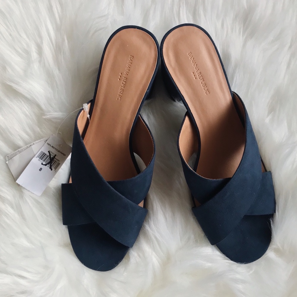 Banana Republic Block Heel Crossover Suede Sandal